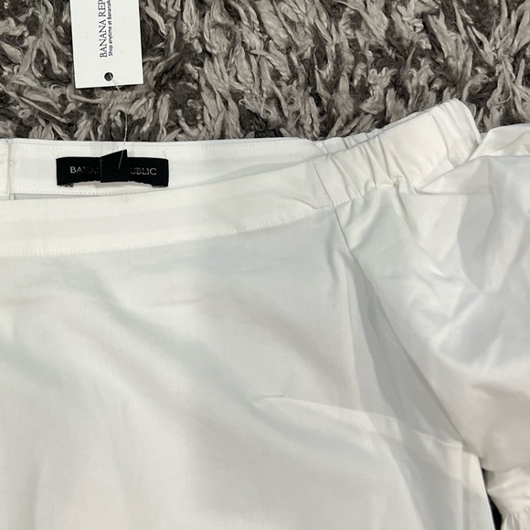 Banana Republic Off-Shoulder White Poplin Blouse super stretch shirt💥NEW - Picture 16 of 16